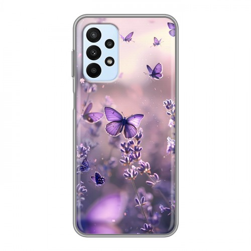Дизайнерский силиконовый чехол для Samsung Galaxy A23 бабочки и лаванда