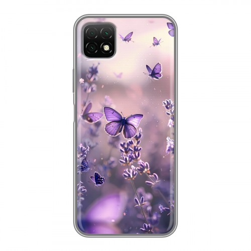 Дизайнерский силиконовый чехол для Wiko T3 бабочки и лаванда