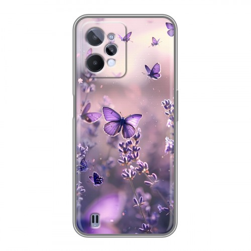 Дизайнерский силиконовый чехол для Realme C31 бабочки и лаванда