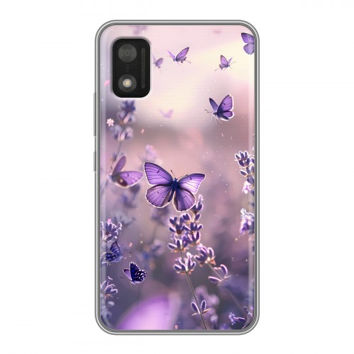Дизайнерский силиконовый чехол для Itel A17 бабочки и лаванда