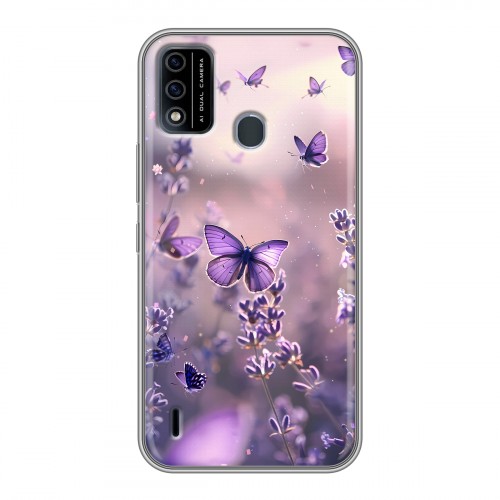 Дизайнерский силиконовый чехол для Itel A48 бабочки и лаванда