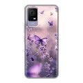 Дизайнерский силиконовый чехол для TCL 405 бабочки и лаванда
