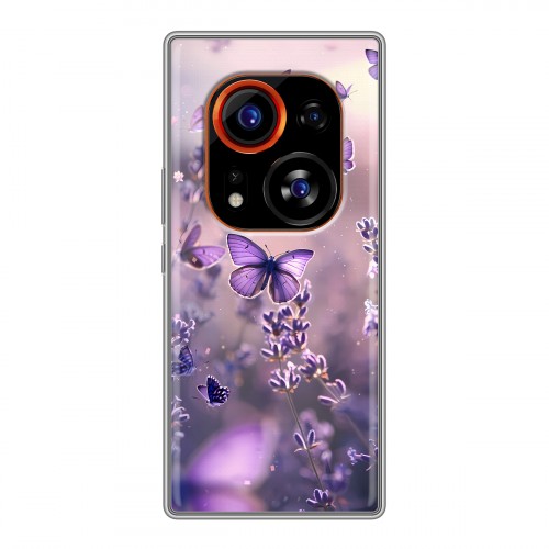 Дизайнерский силиконовый чехол для Tecno Phantom X2 Pro бабочки и лаванда