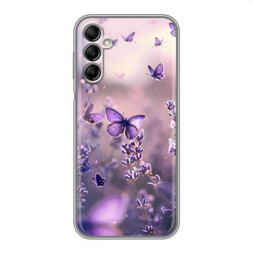 Дизайнерский силиконовый чехол для Samsung Galaxy A14 бабочки и лаванда