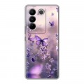 Дизайнерский силиконовый чехол для Vivo V27 бабочки и лаванда