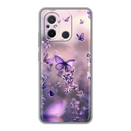 Дизайнерский силиконовый чехол для Xiaomi RedMi 12C бабочки и лаванда