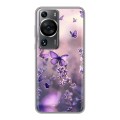 Дизайнерский силиконовый чехол для Huawei P60 бабочки и лаванда