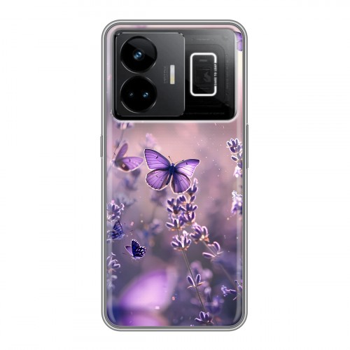 Дизайнерский силиконовый чехол для Realme GT3 бабочки и лаванда
