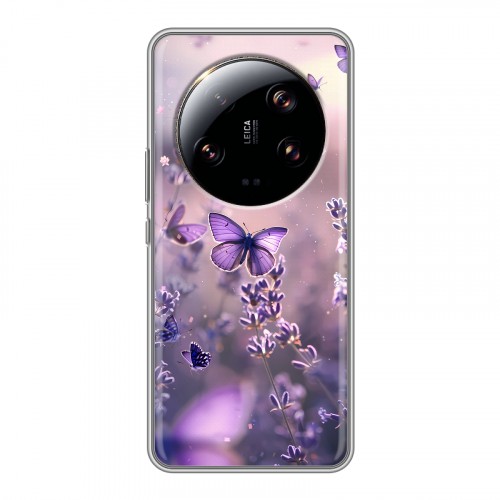Дизайнерский силиконовый чехол для Xiaomi 13 Ultra бабочки и лаванда