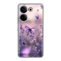 Дизайнерский силиконовый чехол для Tecno Camon 20 бабочки и лаванда