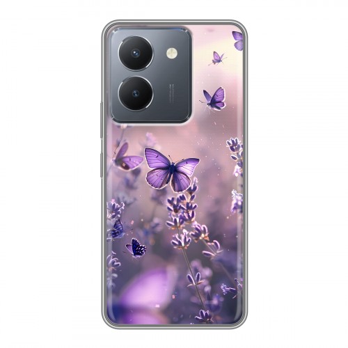 Дизайнерский силиконовый чехол для Vivo Y36 бабочки и лаванда