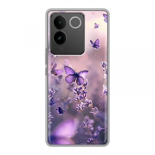 Дизайнерский силиконовый чехол для Vivo S17e бабочки и лаванда