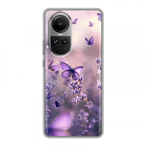 Дизайнерский силиконовый чехол для OPPO Reno10 бабочки и лаванда