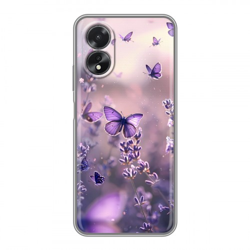 Дизайнерский силиконовый чехол для OPPO A38 4G бабочки и лаванда
