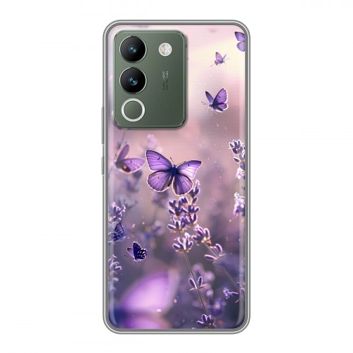 Дизайнерский силиконовый чехол для Vivo V29e бабочки и лаванда