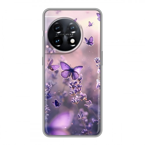 Дизайнерский силиконовый чехол для OnePlus 11 бабочки и лаванда