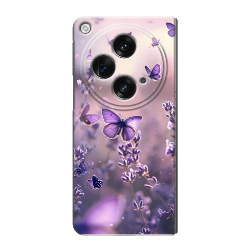 Дизайнерский пластиковый чехол для OPPO Find N3 бабочки и лаванда