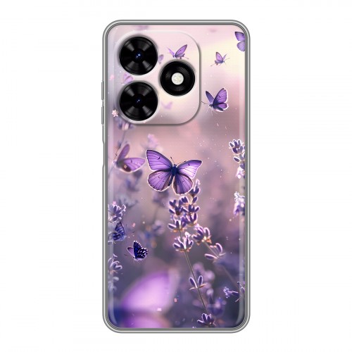 Дизайнерский силиконовый чехол для Tecno Spark Go 2024 бабочки и лаванда