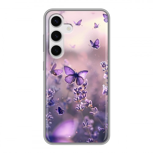 Дизайнерский силиконовый чехол для Samsung Galaxy S24 бабочки и лаванда