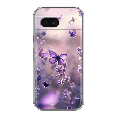 Дизайнерский силиконовый чехол для Google Pixel 8a бабочки и лаванда