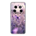 Дизайнерский силиконовый чехол для Xiaomi 14 Ultra бабочки и лаванда