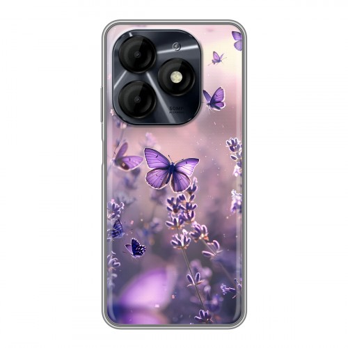 Дизайнерский силиконовый чехол для Itel P55 4G бабочки и лаванда