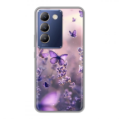 Дизайнерский силиконовый чехол для Vivo V30 Lite бабочки и лаванда