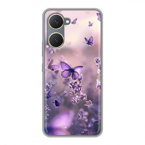 Дизайнерский пластиковый чехол для Vivo Y03 бабочки и лаванда