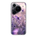 Дизайнерский силиконовый чехол для Huawei Pura 70 Pro бабочки и лаванда