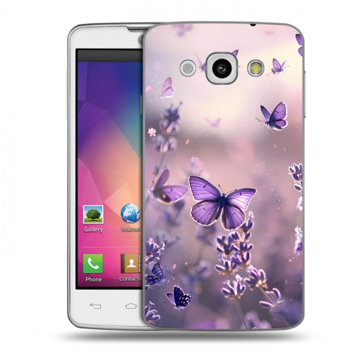 Дизайнерский пластиковый чехол для LG L60 бабочки и лаванда