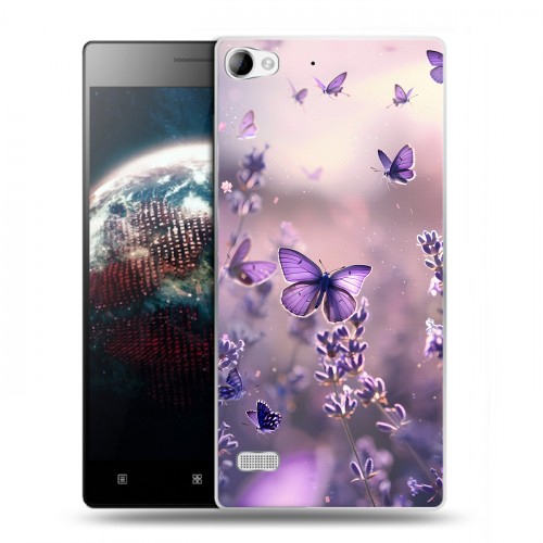 Дизайнерский пластиковый чехол для Lenovo Vibe X2 бабочки и лаванда