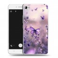 Дизайнерский пластиковый чехол для Lenovo S90 бабочки и лаванда