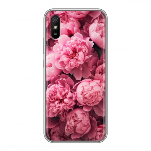 Полупрозрачный дизайнерский силиконовый чехол для Xiaomi RedMi 9A цветы пионы