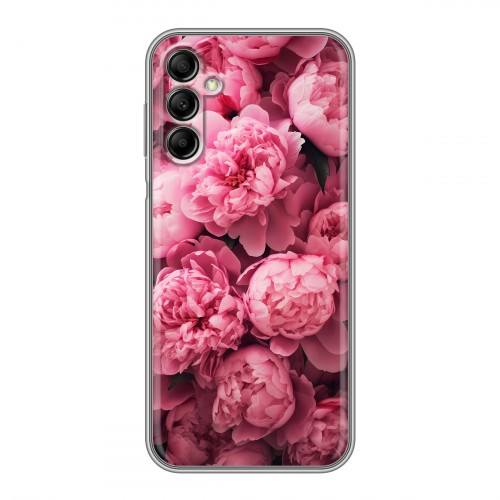 Полупрозрачный дизайнерский пластиковый чехол для Samsung Galaxy A14 цветы пионы