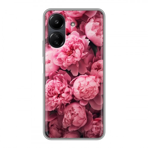 Полупрозрачный дизайнерский силиконовый чехол для Xiaomi Poco C65 цветы пионы