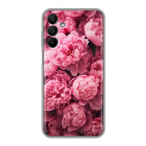 Полупрозрачный дизайнерский силиконовый чехол для Samsung Galaxy A15 цветы пионы
