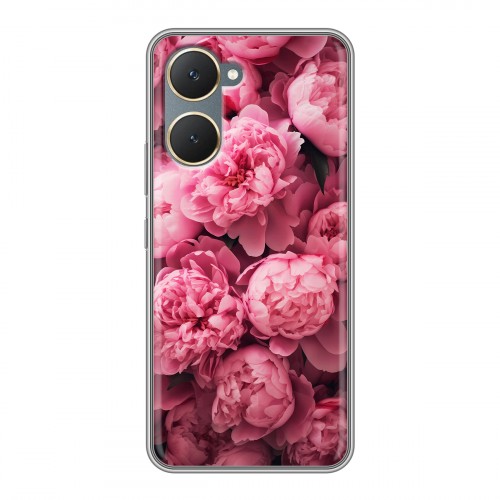 Полупрозрачный дизайнерский пластиковый чехол для Vivo Y03 цветы пионы