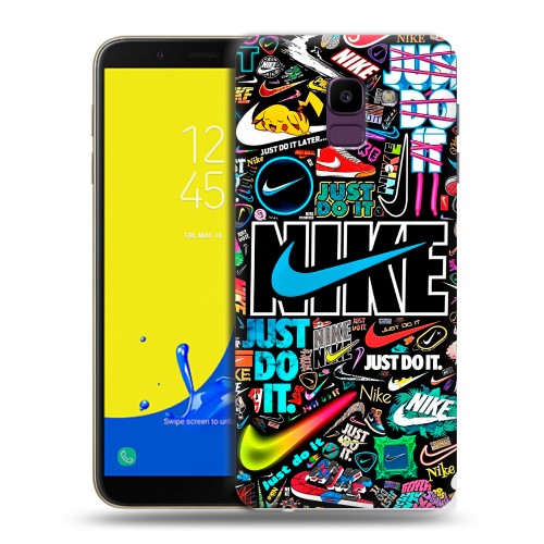 Дизайнерский пластиковый чехол для Samsung Galaxy J6 найк nike черный