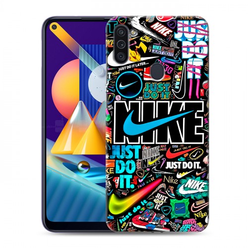 Дизайнерский пластиковый чехол для Samsung Galaxy M11 найк nike черный