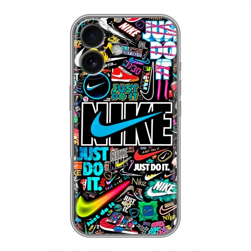 Дизайнерский пластиковый чехол для Iphone 16 найк nike черный
