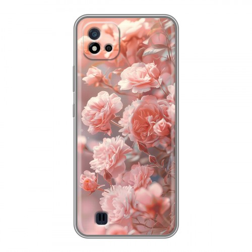Полупрозрачный дизайнерский силиконовый чехол для Realme C20 Розовые розы