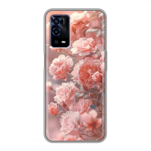 Полупрозрачный дизайнерский силиконовый с усиленными углами чехол для OPPO A55 Розовые розы