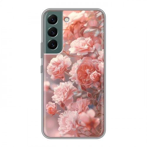 Полупрозрачный дизайнерский пластиковый чехол для Samsung Galaxy S22 Розовые розы