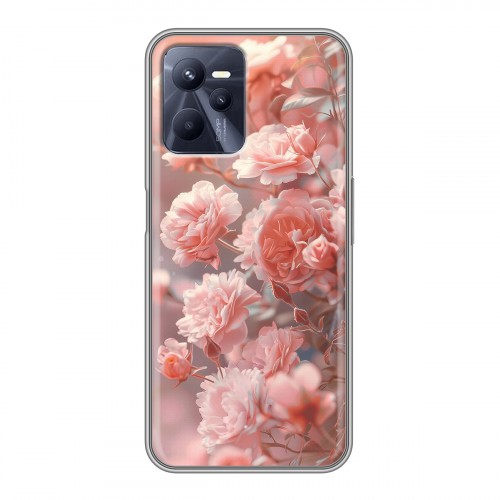 Полупрозрачный дизайнерский силиконовый чехол для Realme C35 Розовые розы