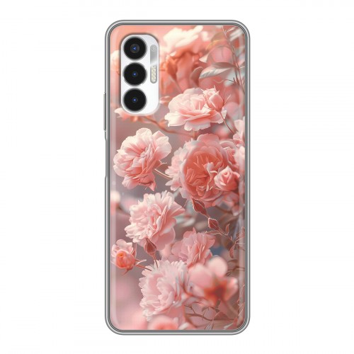 Полупрозрачный дизайнерский пластиковый чехол для Tecno Pova 3 Розовые розы