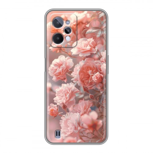 Полупрозрачный дизайнерский силиконовый чехол для Realme C31 Розовые розы