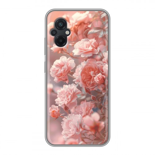 Полупрозрачный дизайнерский силиконовый чехол для Xiaomi Poco M5 Розовые розы