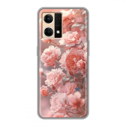 Полупрозрачный дизайнерский силиконовый чехол для OPPO Reno7 Розовые розы