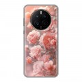 Полупрозрачный дизайнерский силиконовый с усиленными углами чехол для Huawei Mate 50 Розовые розы