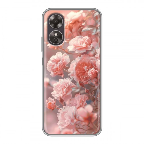 Полупрозрачный дизайнерский пластиковый чехол для OPPO A17 Розовые розы
